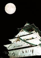 Harvest moon, Osaka Castle make for surreal beauty
